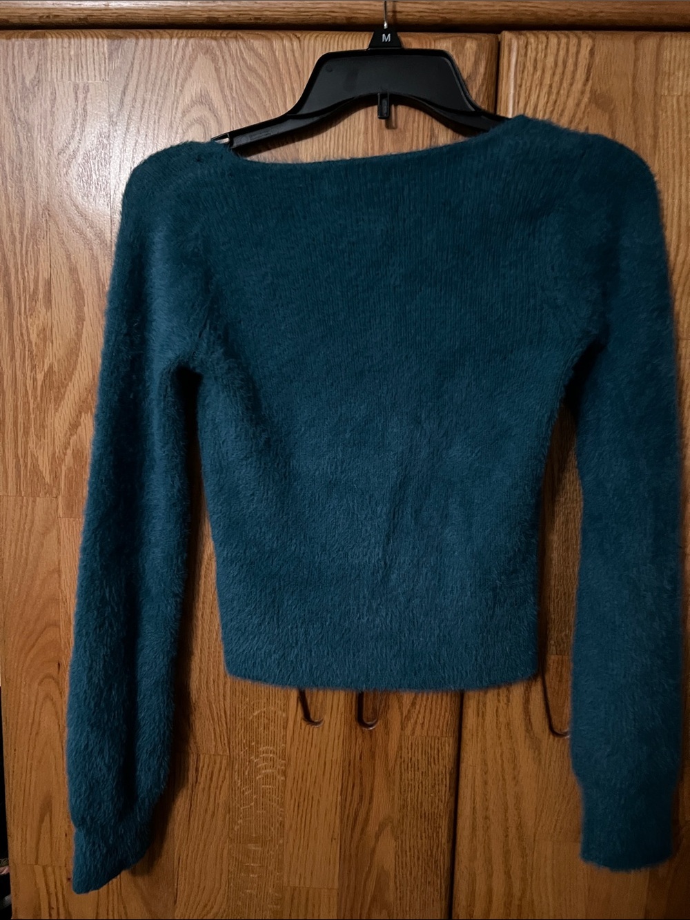 Sincerely Jules size small fuzzy double zip teal green sweater - Picture 5 of 5